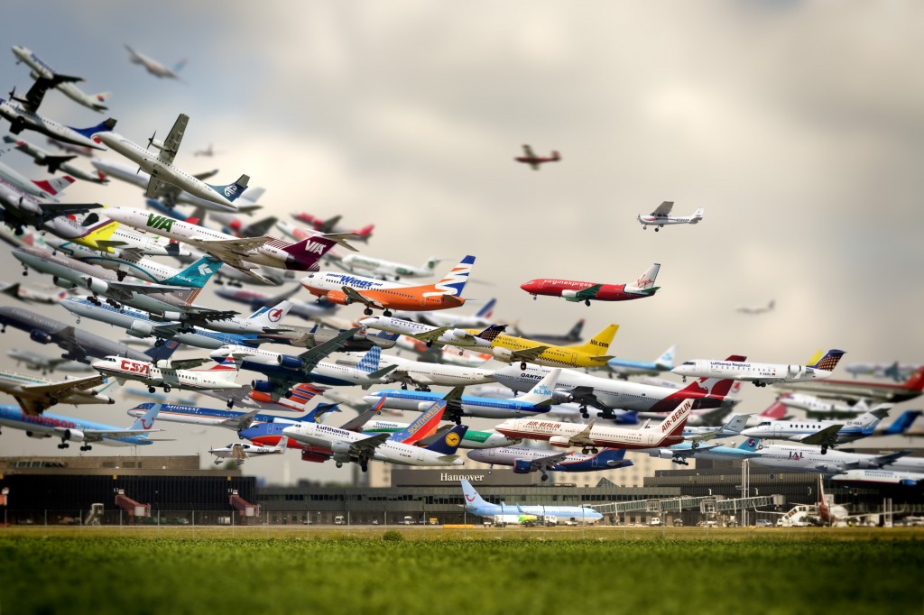 Cinco horas de aterrizajes en un aeropuerto en una imagen
