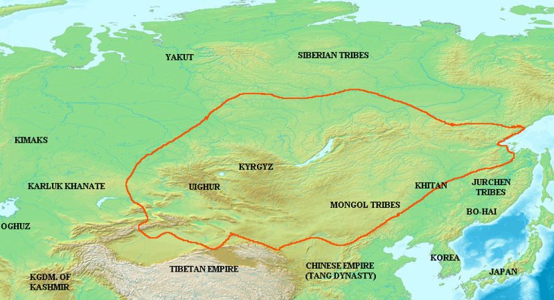 Máxima extensión del Kanato Uigur