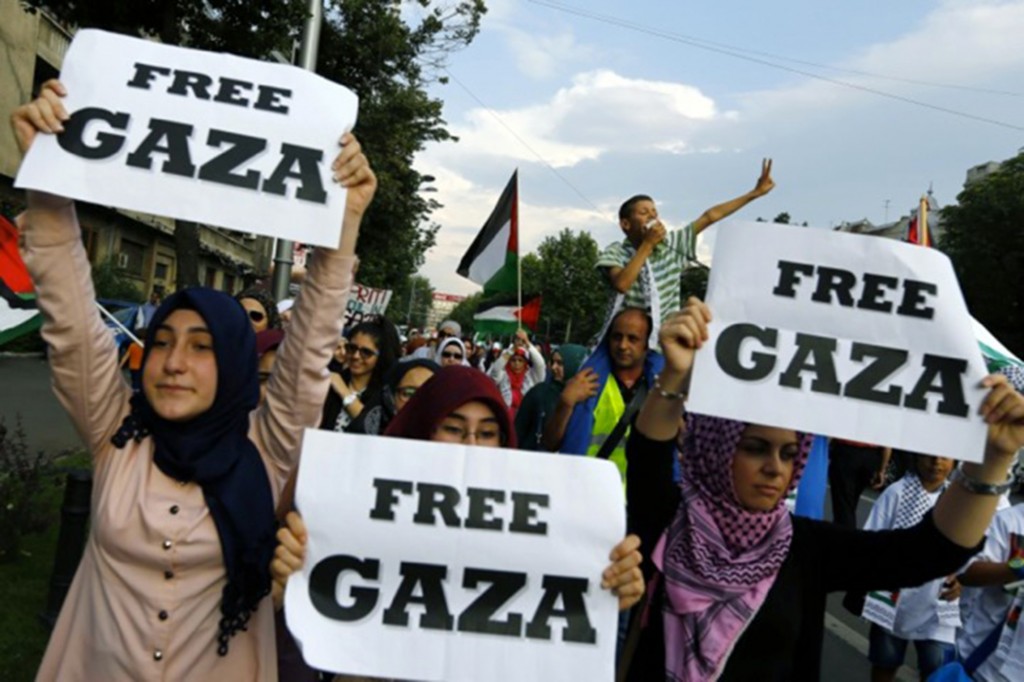 Musulmanes en una manifestación a favor de Gaza